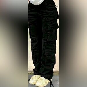 Never worn Honey Peach Black Parachute Pants